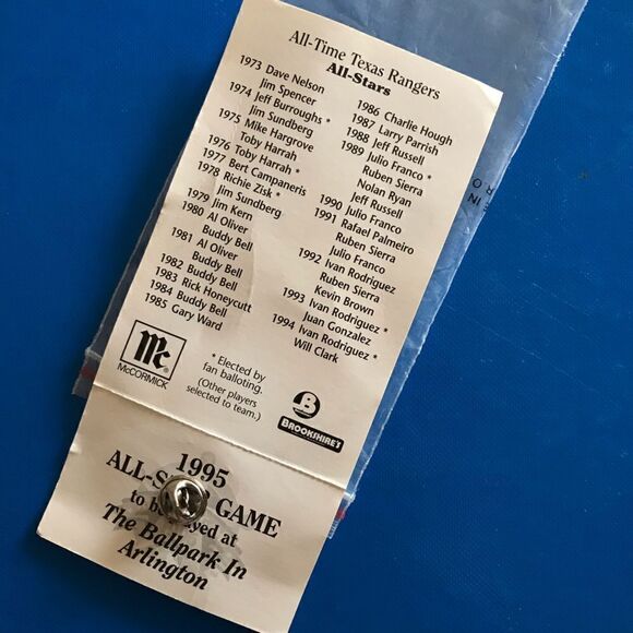 1995 Texas Rangers All Star Game Pin Card Ivan Rodriguez Will Clark - Picture 10 of 11